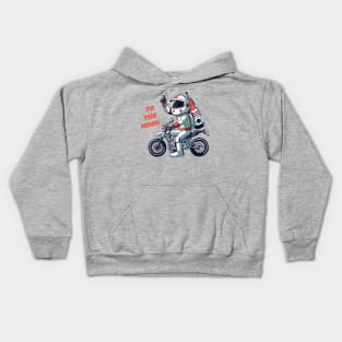 kid astronaut on bike - to the moon Kids Hoodie